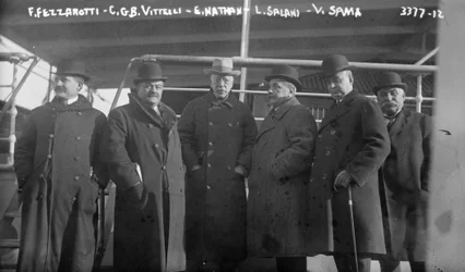 F. Fezzarotti, C.G.B. Vittelli, E. Nathan, L. Salani and V. Sama on the Ocean Liner America from Italy to New York, 1915